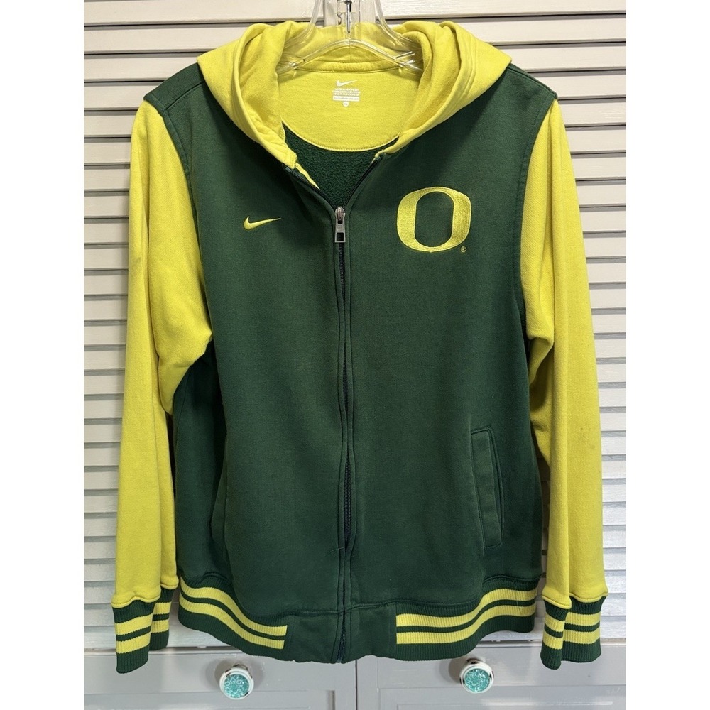 Nike Oregon Ducks Jacket Size‎ XL Green Full Zip Hooded Logo Football